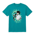 Men's Anime Inspired Hero Character Graphic T-Shirt, Turquoise Short Sleeve Casual Tee, Pop Culture Style Shirt Sizes S-