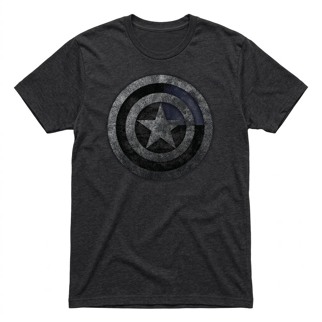 Men's Superhero Inspired Shield Logo Graphic T-Shirt, Charcoal Heather Short Sleeve Casual Tee Size XL
