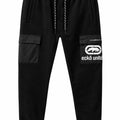 Ecko Unltd Men's Cargo Jogger Pants Black Drawstring Cuffed Sweatpants