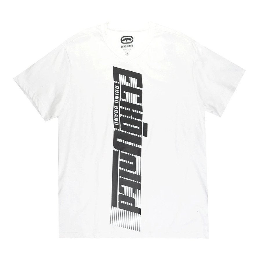 Ecko Unltd Men's V-Neck T-Shirt White Short Sleeve Cotton Tee