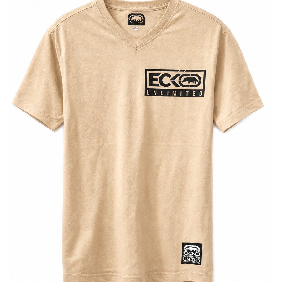 Ecko Unltd. Summer/Spring Men's V-Neck T-Shirt - Oatmeal Heather