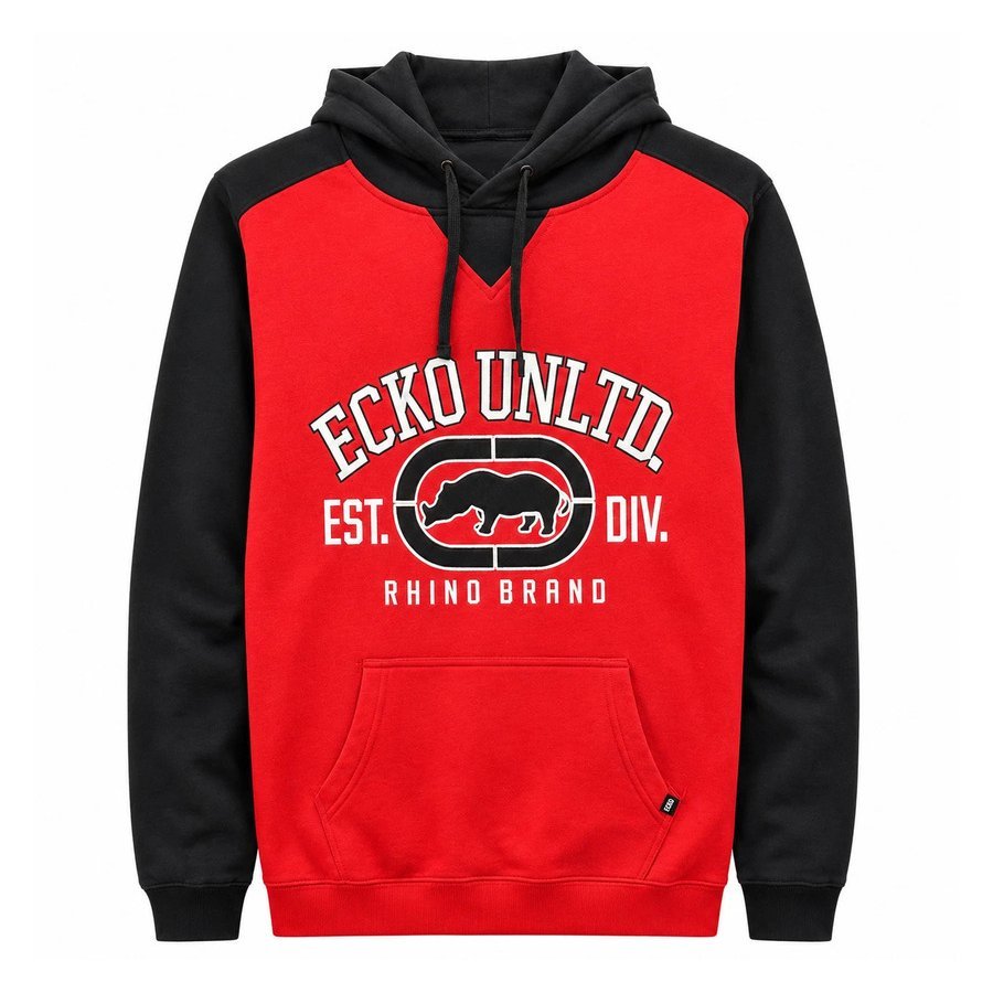 Ecko Unltd Men's Pullover Hoodie Red Fleece Hooded Sweatshirt