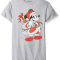 Men's Disney Mickey Mouse Christmas Graphic T-Shirt, Santa Short Sleeve Crew Neck Tee, Sizes S-3XL