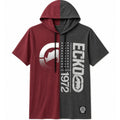 Ecko Unltd Men's Hooded T-Shirt Burgundy Charcoal Short Sleeve Cotton Hoodie Tee