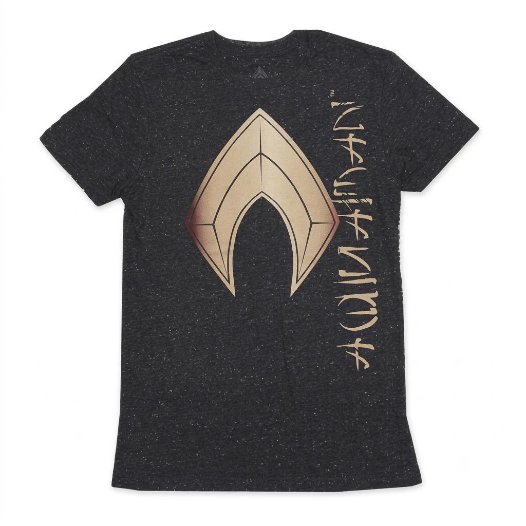 Men's Aquaman Logo Graphic T-Shirt, Charcoal Heather Short Sleeve Crew Neck Tee, Sizes S-2XL