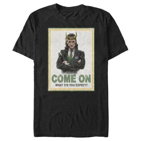 Men's Marvel Loki Graphic T-Shirt, Come On What Did You Expect Short Sleeve Crew Neck Tee
