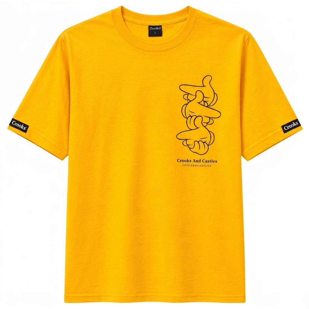 Crooks & Castles Graphic T-shirt-Gold-Size (X-Large)-Brand New