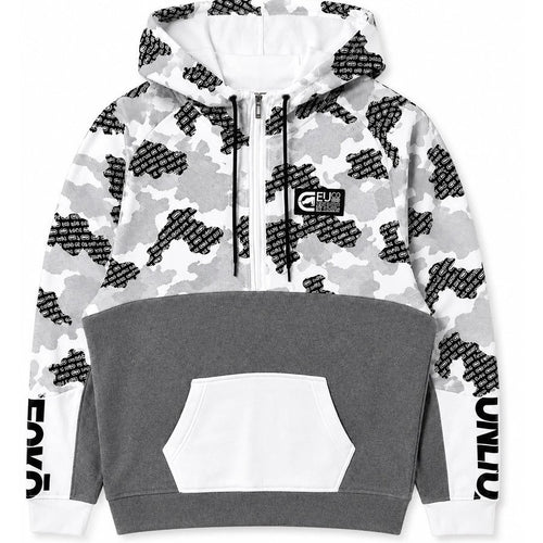 Ecko Unltd Men's Basic Pullover Hoodie White Camo Quarter Zip Fleece Hooded Sweatshirt
