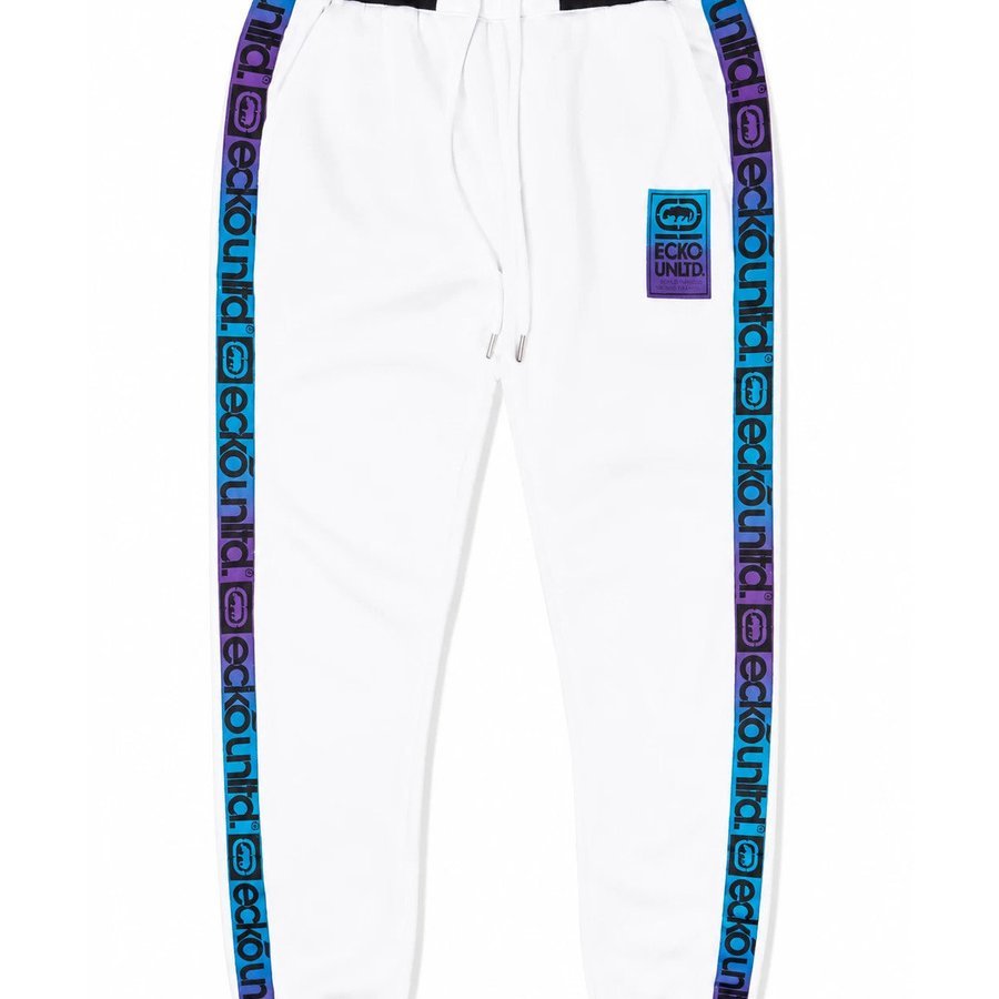 Ecko Unltd Men's Fleece Jogger Pants White Blue Drawstring Sweatpants