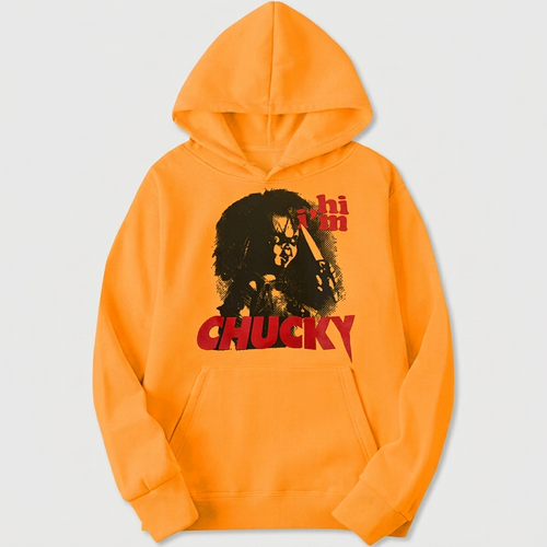 Chucky Hi I'm Chucky Knife Graphic Hoodie Mens Gold Sizes S-2XL