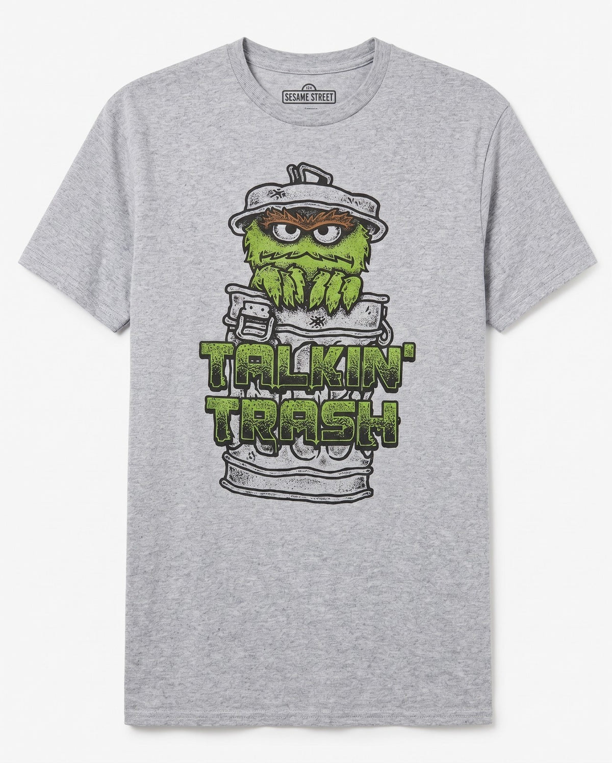 Sesame Street Talkin' Trash Gray Graphic T-Shirt 2XL-3XL