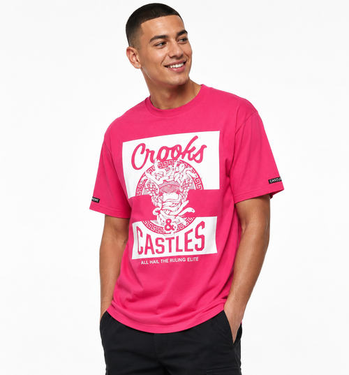 Crooks & Castles Graphic T-shirt-Hot Pink-Size (XSmall-XLarge)