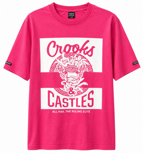 Crooks & Castles Graphic T-shirt-Hot Pink-Size (XSmall-XLarge)