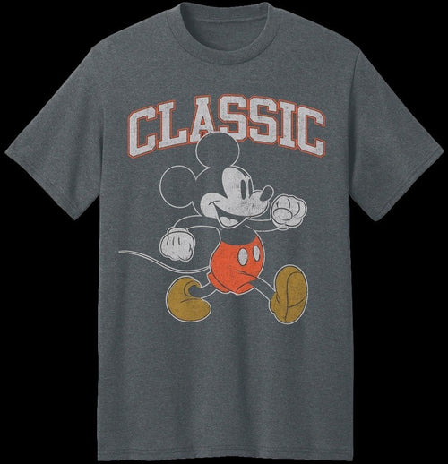 Disney Mickey Mouse Strut Classic Vintage Charcoal Graphic T-Shirt