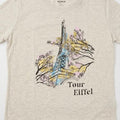 Women's Floral Eiffel Tower Graphic T-Shirt, Short Sleeve Crew Neck Casual Tee, Sizes XL & XXL