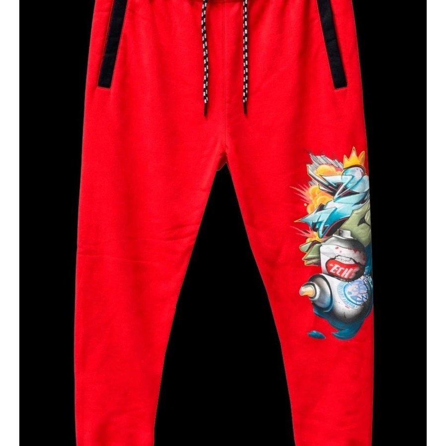Ecko Unltd Men's Fleece Jogger Pants True Red Drawstring Cuffed Sweatpants