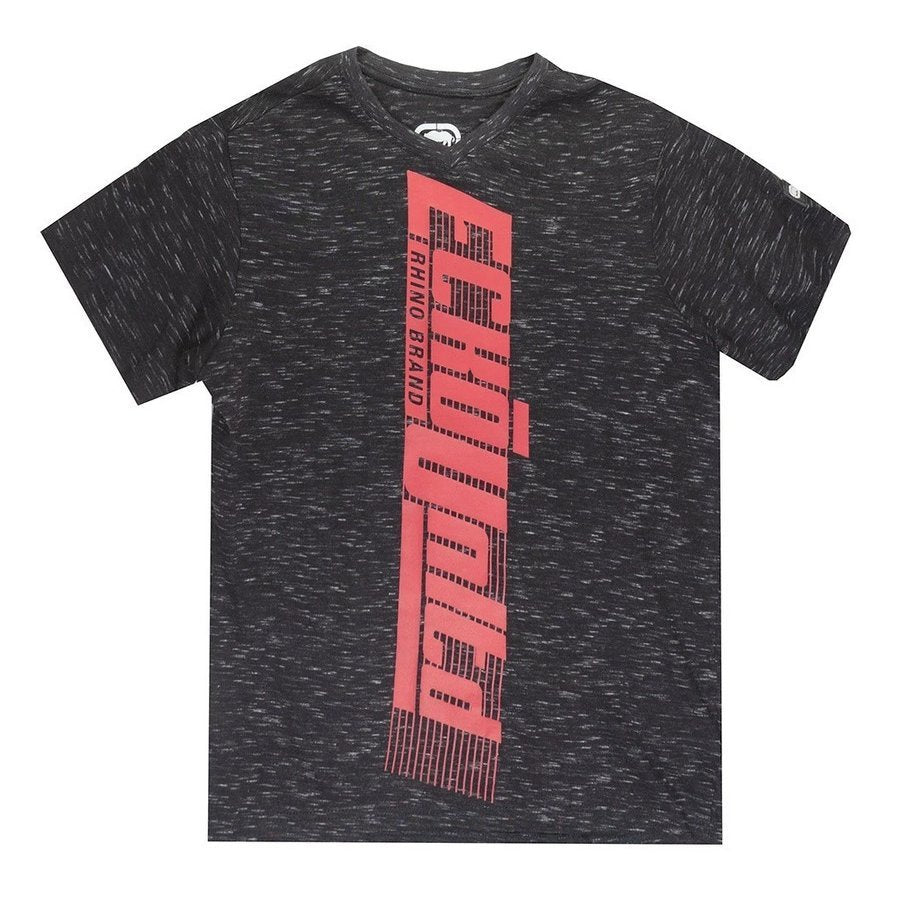 Ecko Unltd Men's V-Neck T-Shirt Black Space Dye Short Sleeve Cotton Logo Tee