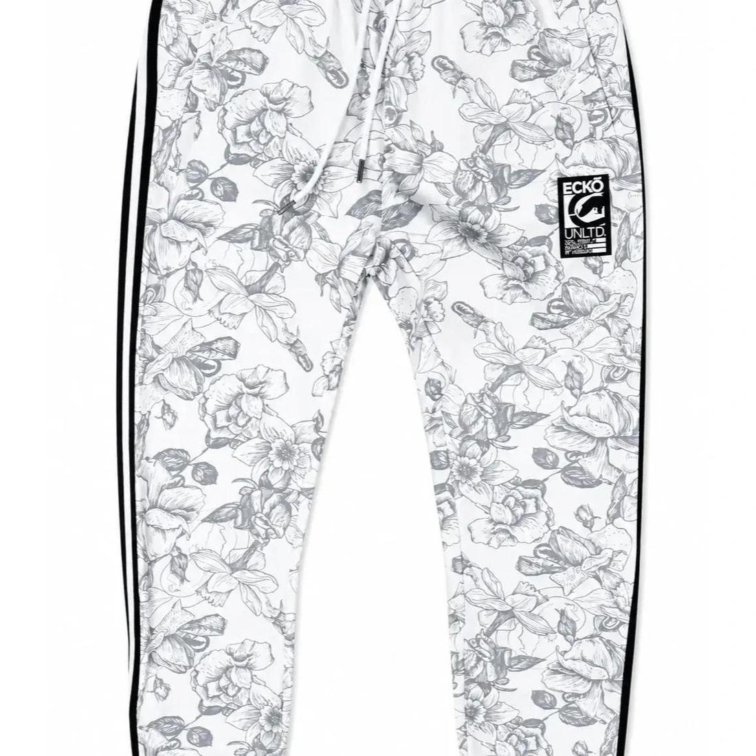 Ecko Unltd Men's Fleece Jogger Pants White Drawstring Cuffed Sweatpants