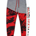 Ecko Unltd Men's Fleece Jogger Pants Black Marled True Red Drawstring Cuffed Sweatpants