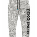 Ecko Unltd Men's Fleece Jogger Pants White Camo Drawstring Cuffed Sweatpants