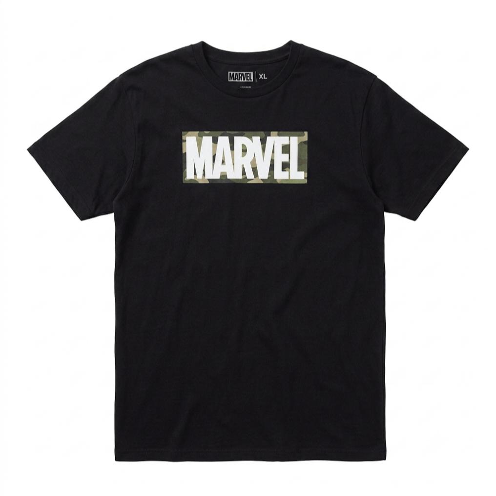 Men's Marvel Camo Black Graphic T-Shirt, Short Sleeve Crew Neck Superhero Tee, Sizes 4XL & 5XL