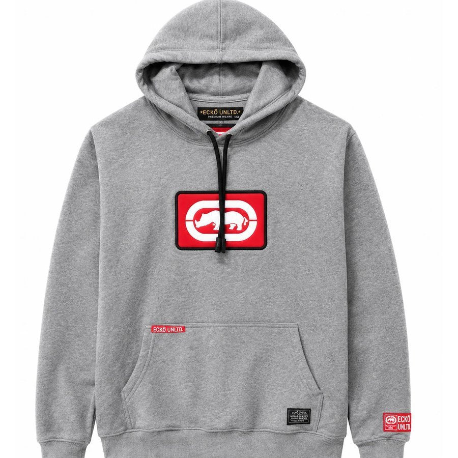 Ecko Unltd Men's Cotton Pullover Hoodie Heather Grey Long Sleeve Fashion Hooded Sweatshirt