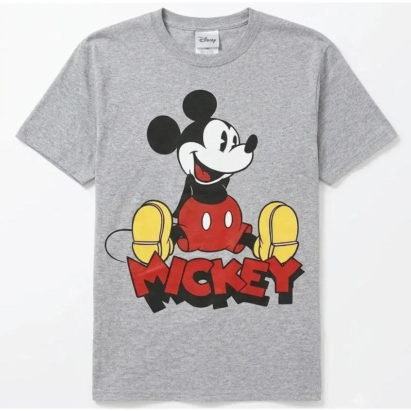 Men's Disney Mickey Mouse Classic Gray Graphic T-Shirt, Short Sleeve Crew Neck Tee, Sizes 5XL & 6XL