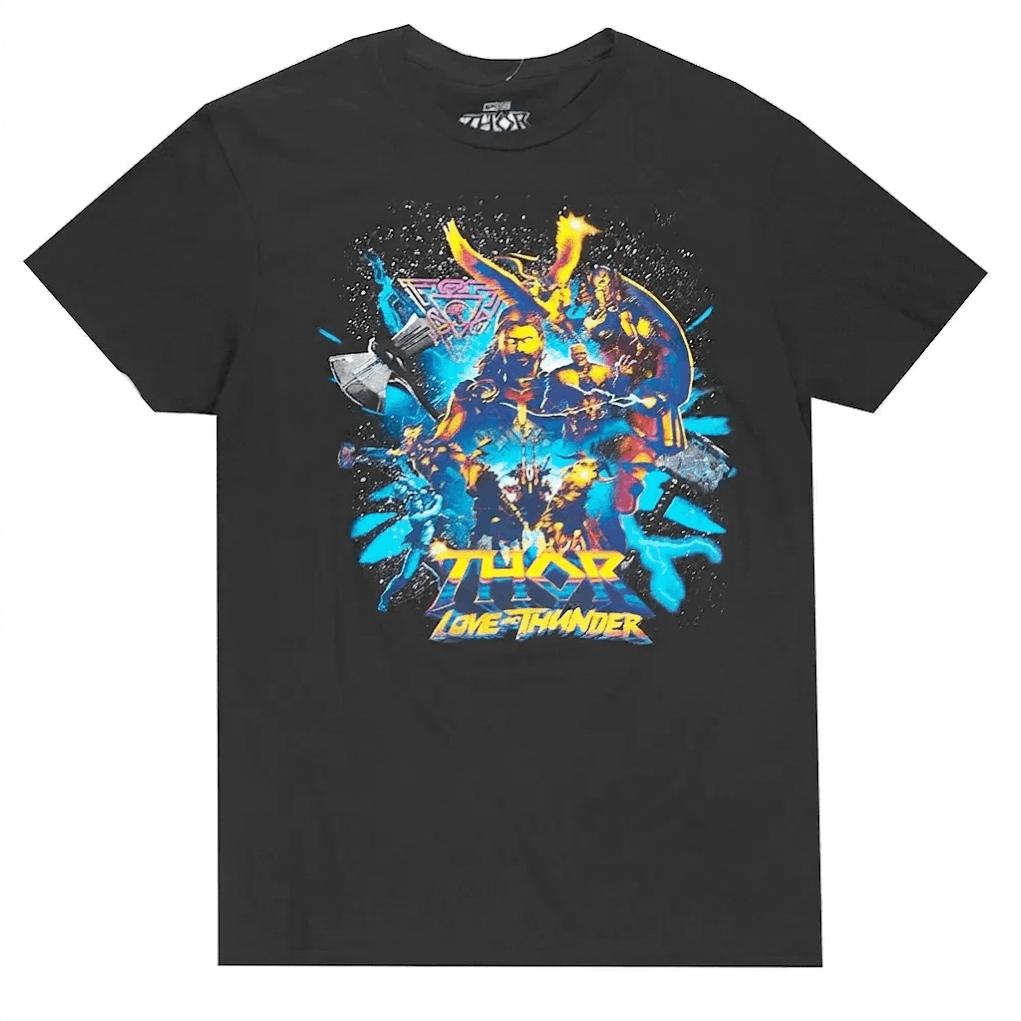 Men's Superhero Inspired Graphic T-Shirt, Thunder Hero Poster Style Black Tee, Short Sleeve Casual Shirt Sizes M-XL