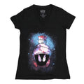Women's Juniors Looney Tunes Marvin the Martian Graphic V-Neck T-Shirt, Black Short Sleeve Tee, Sizes S-XL