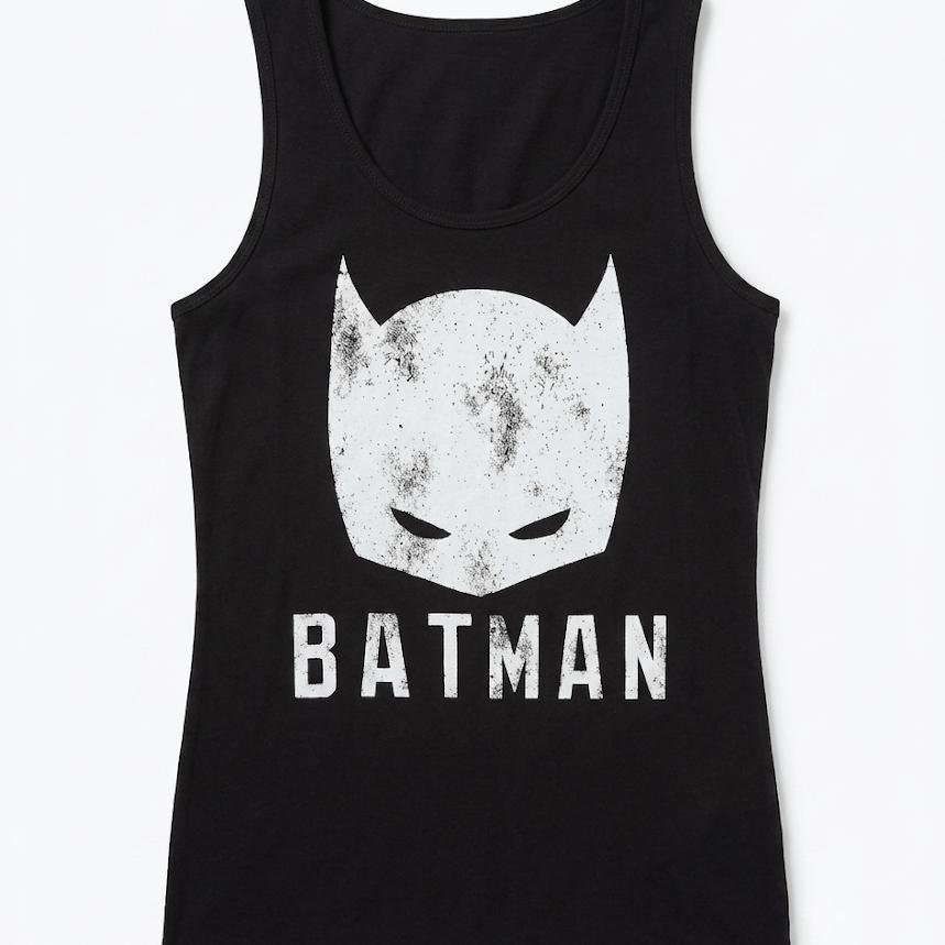 Men's Batman Black Hooded Tank Top, Graphic Sleeveless Shirt, Casual Streetwear Tee, Size XL