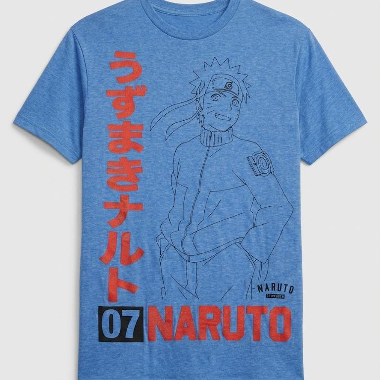 Men's Ninja Anime Inspired Team Graphic T-Shirt, Blue Heather Short Sleeve Casual Tee Sizes S-XL