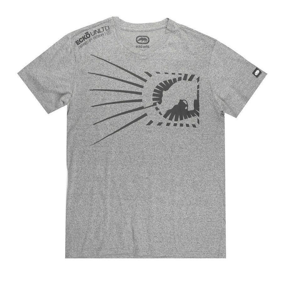 Ecko Unltd Men's Logo T-Shirt Grey Marled Short Sleeve Crew Neck Cotton Tee