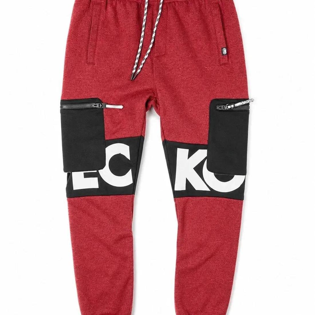 Ecko Unltd Men's Fleece Jogger Pants Red Marled Drawstring Cuffed Sweatpants